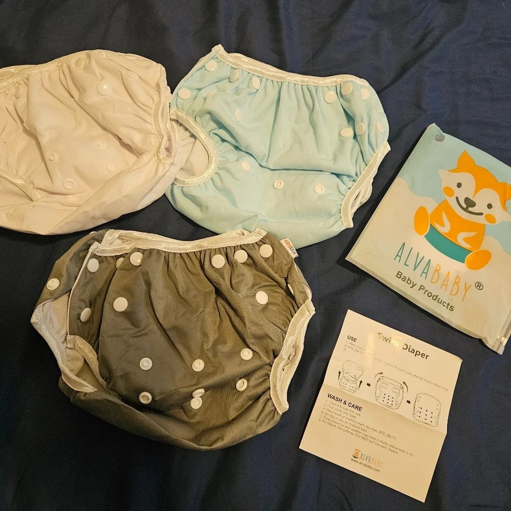 ALVA Baby Baby - Baby swim diapers, 3 pieces, reusable, washable and adjustable